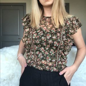 Zara 2019 Spring Top - Green Pattern Bead Detail